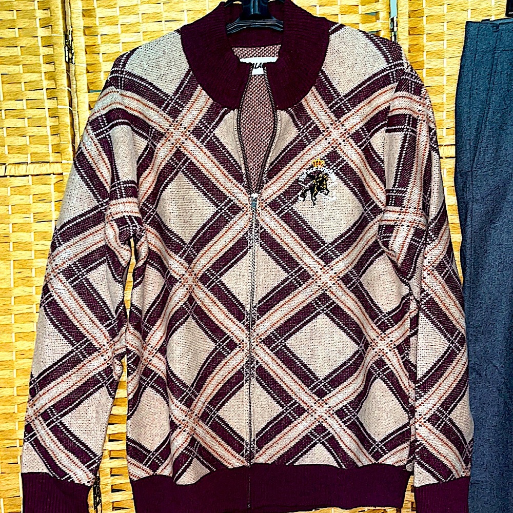 Mens Palace zip up wool printed sweater